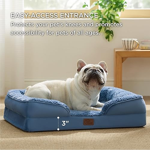 Vista 72 de Bedsure - Cama ortopédica mediana para perros, sofá cama impermeable para perros medianos, espuma de soporte con funda extraíble y lavable, forro