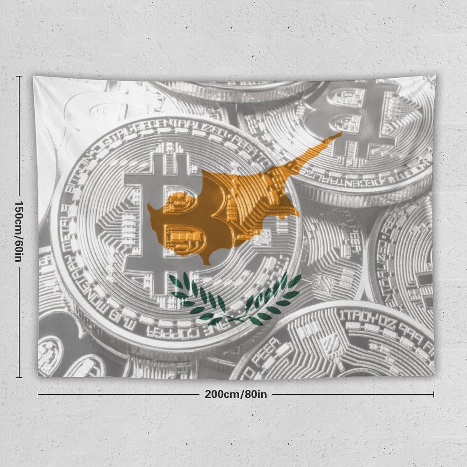 Amazon.com: TecEr Cyprus Flag Bitcoin Tapestry Wall Hanging National Flag  Tapestry for Room Bedroom Dorm Aesthetic Decorations, 60