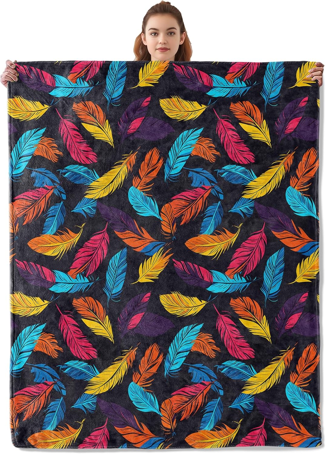 Butterfly and Colorful Flower Blanket, Soft Warm Cozy Flannel Throw - Plush Lightweight Blankets for Travel, Decor, Bedroom, Office - Ideal Gifts for Adults Kids Women Men 60"×50"