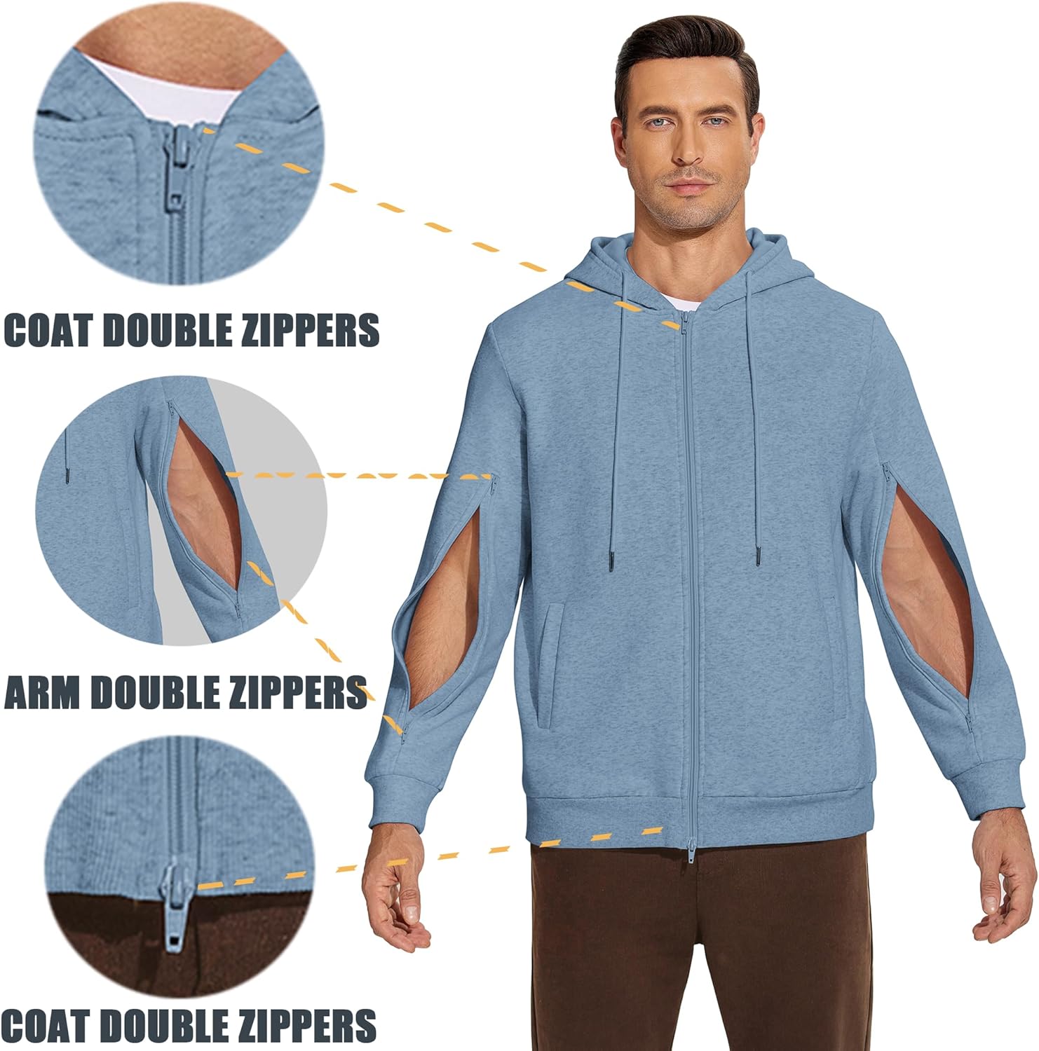 Deyeek Dialysis Sweatshirts with Arm Zipper Jacket Full-Zip Hemodialysis Cotton Warm Heavyweight Sweatshirt - Image 3