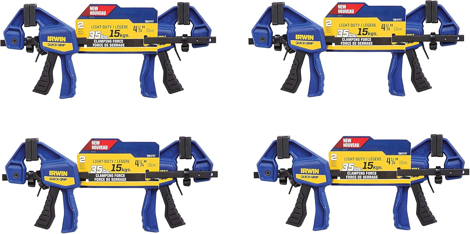 Irwin Quick Grip 530062 4-1/2" Quick-Grip One-Handed Micro Bar Clamp 4 Count