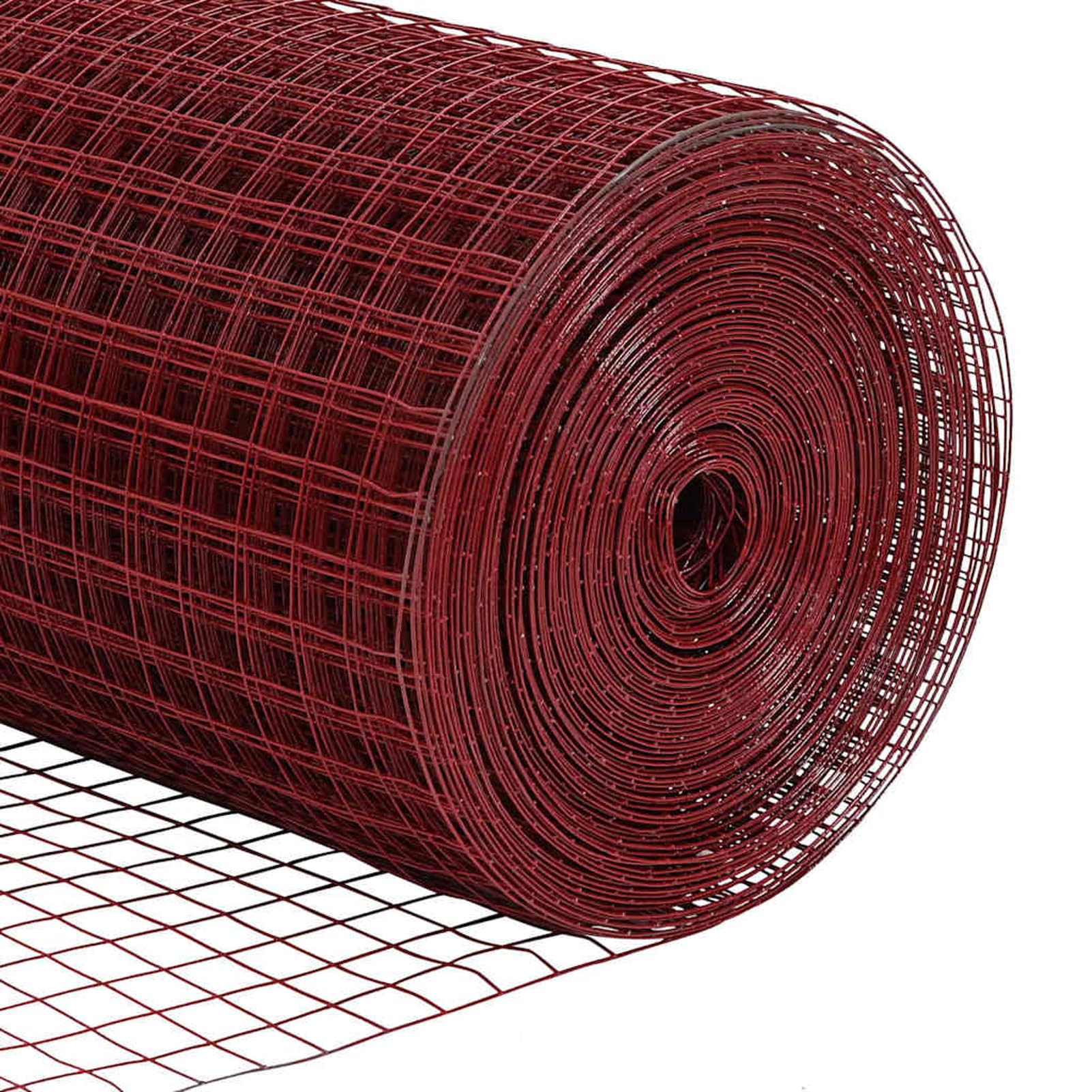 Gecheer Geschweißter Drahtzaun Rot 1.5x25 m Stahl PVC-beschichteter Metalldraht Spanndraht für Zaun Garten Basteln