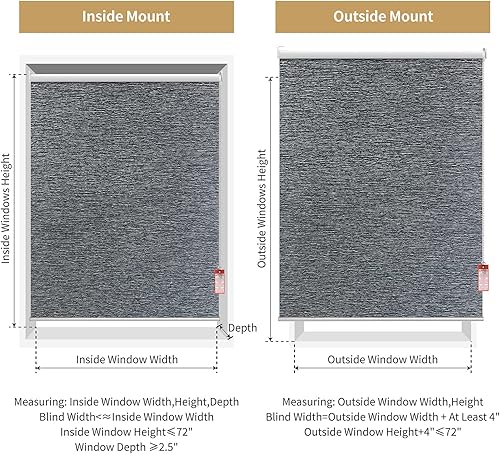 Miniatura 4 de ALLBRIGHT Persianas enrollables para ventanas, 100 % opacas, tela de protección UV, persianas con jacquard a rayas, persianas enrollables para