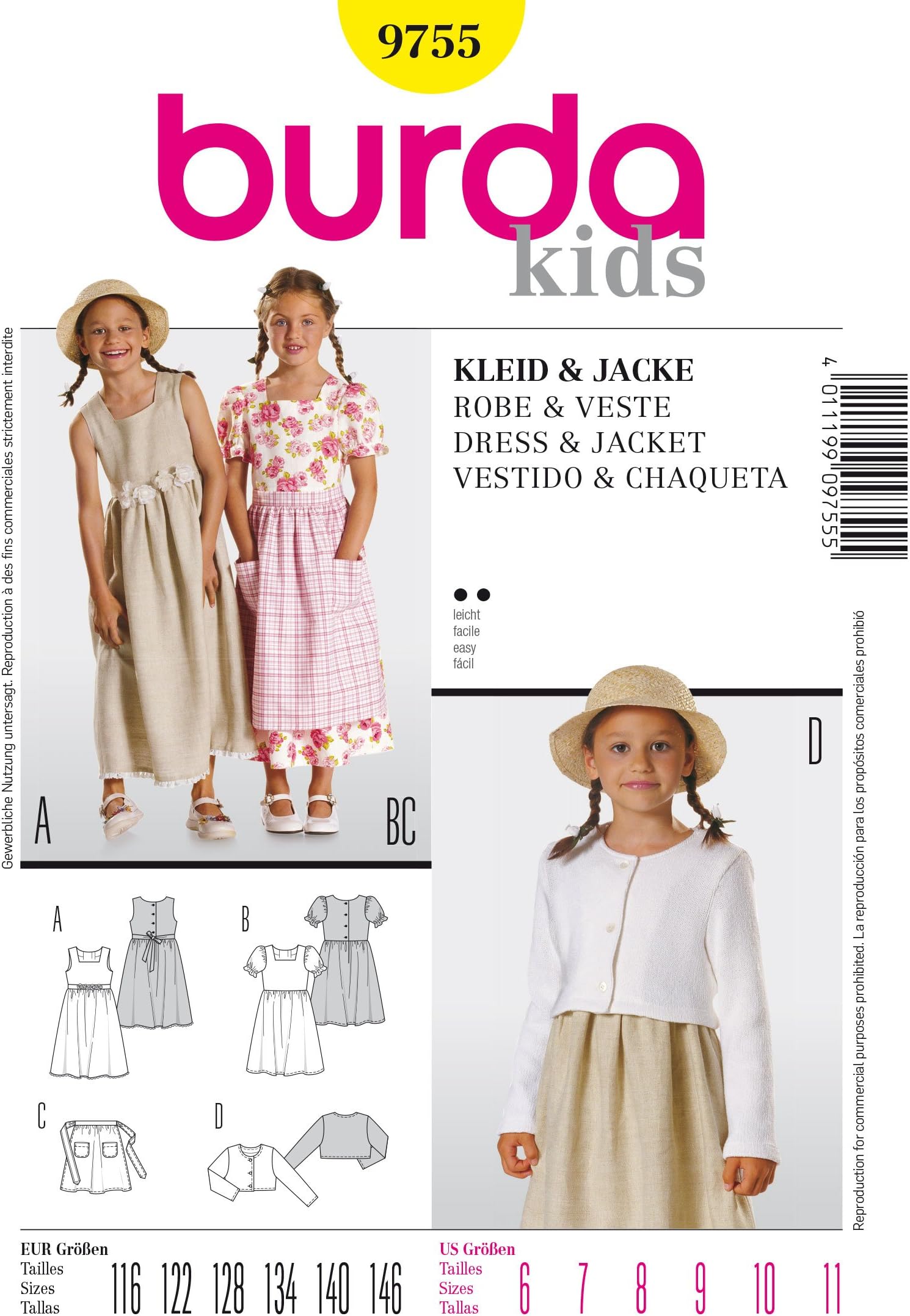 Burda Sewing Pattern 9755 Burda Style, Dress & Jacket