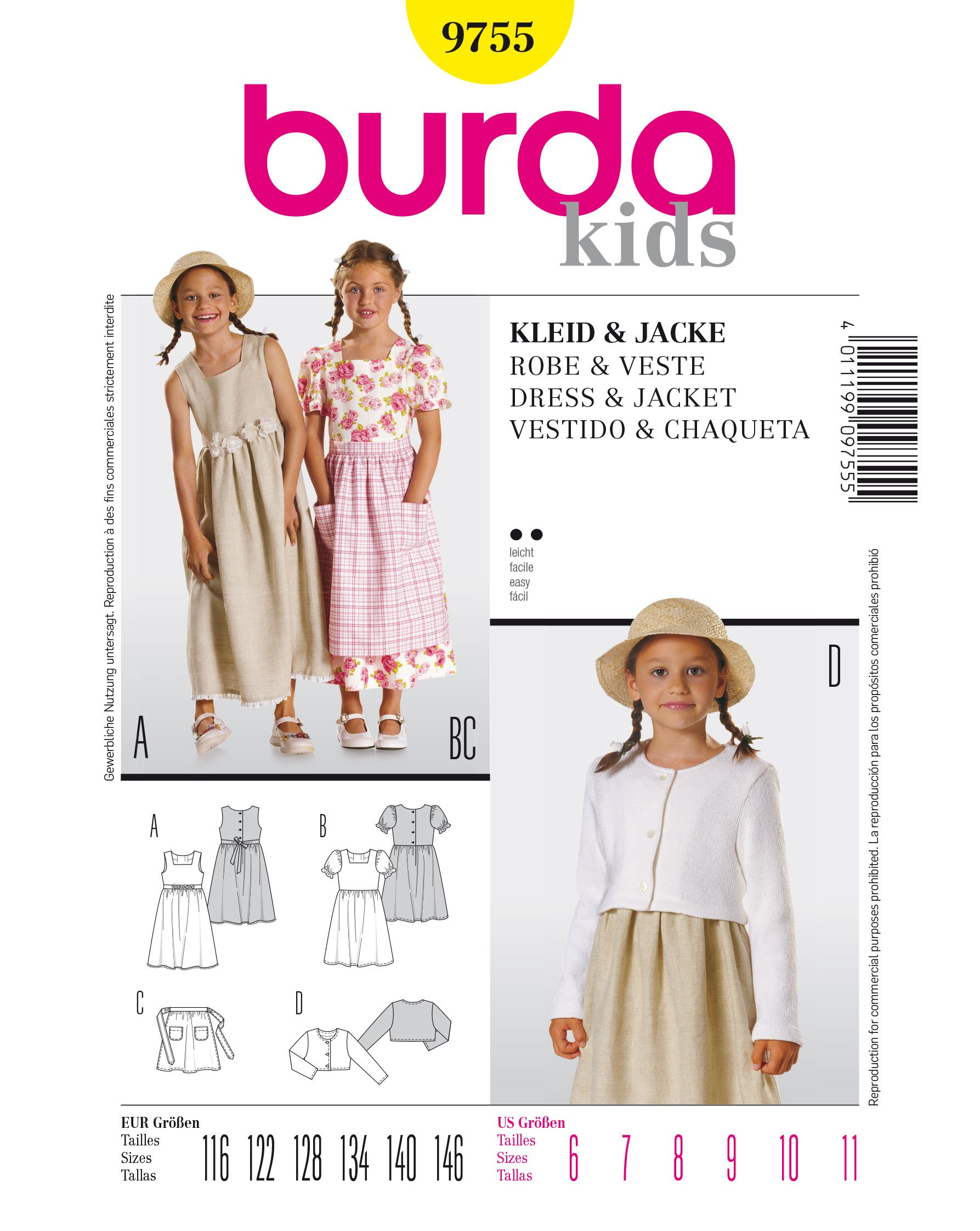 Burda Sewing Pattern 9755 Burda Style, Dress & Jacket