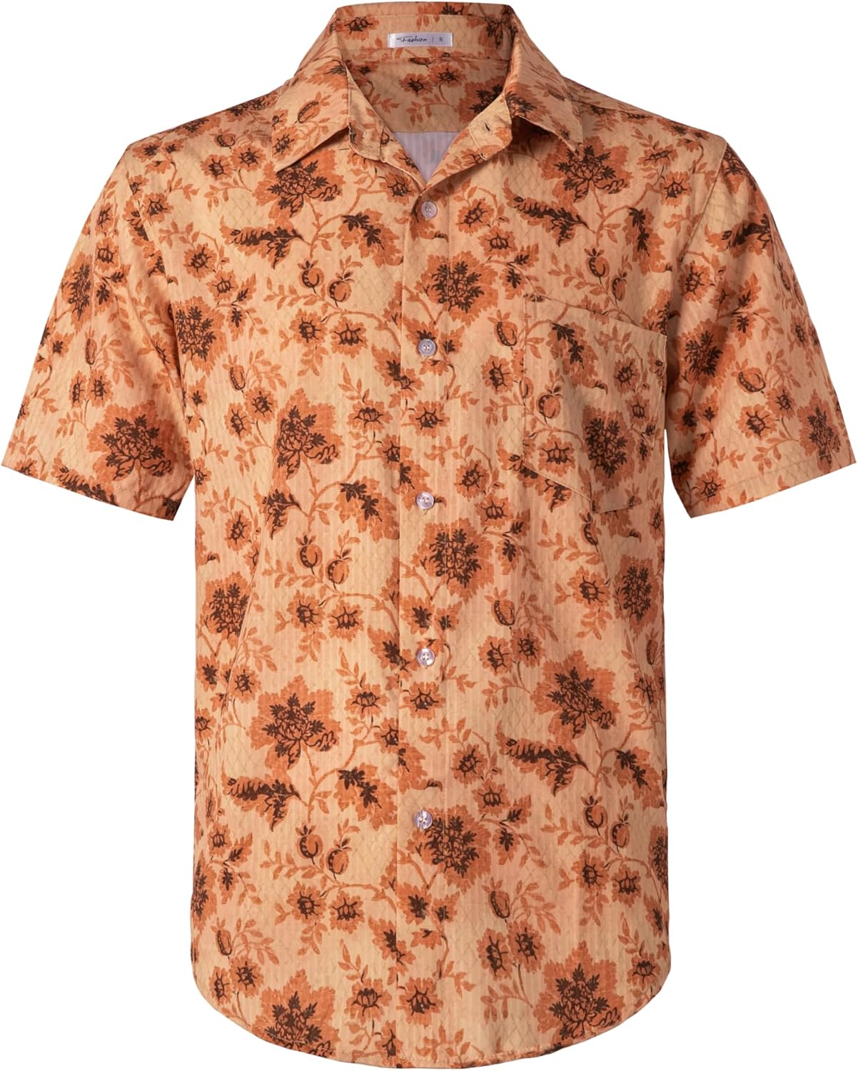 BOJIN Men's Hawaiian Wrinkle Free Floral Short Sleeve Button Down Beach Tropical Shirts with Pocket