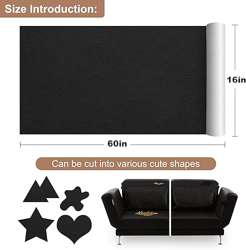 Vista 23 de ONine - Parche para reparación de cuero, autoadhesivo, diferentes colores, de 8 x 11 pulgadas para desprender y pegar, sofás, asientos de automóvil