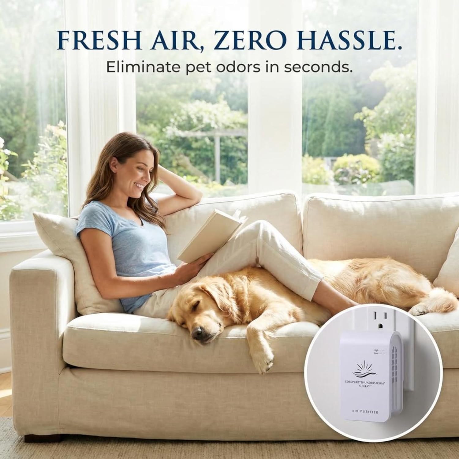 EdenPURE Thunderstorm Sunray Plasma Air Purifier – Wall Plug In Air Ionizer Generator,Odor Eliminator for Home, Pets, Car and Removes Mold, No Filter - USB Powered, Portable for Indoor & Travel