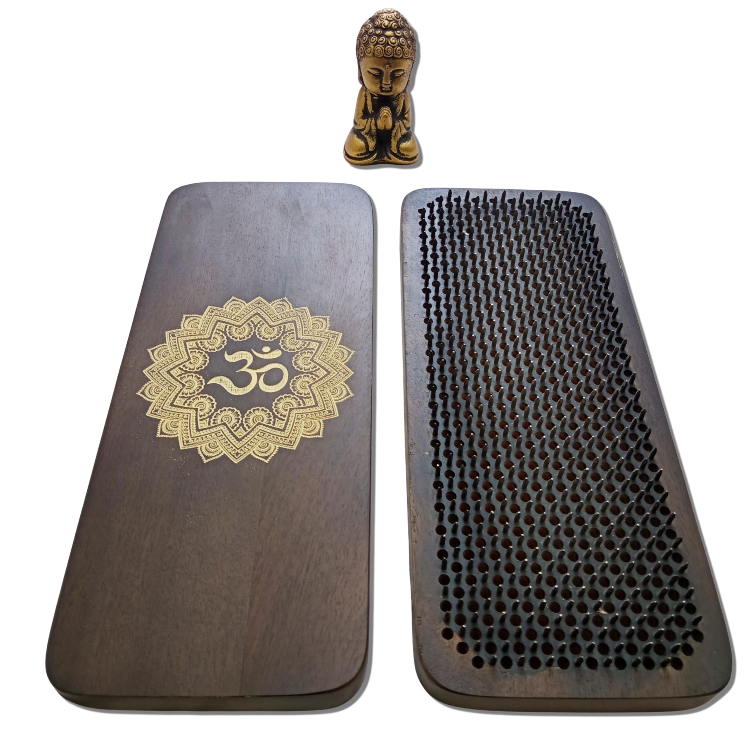 Sadhu Board - Tabla de uñas de madera de mango oscuro, 100% hecha a mano, 4 tamaños: 8 mm, 10 mm, 12 mm y 15 mm, práctica de yoga, alivia la tensión