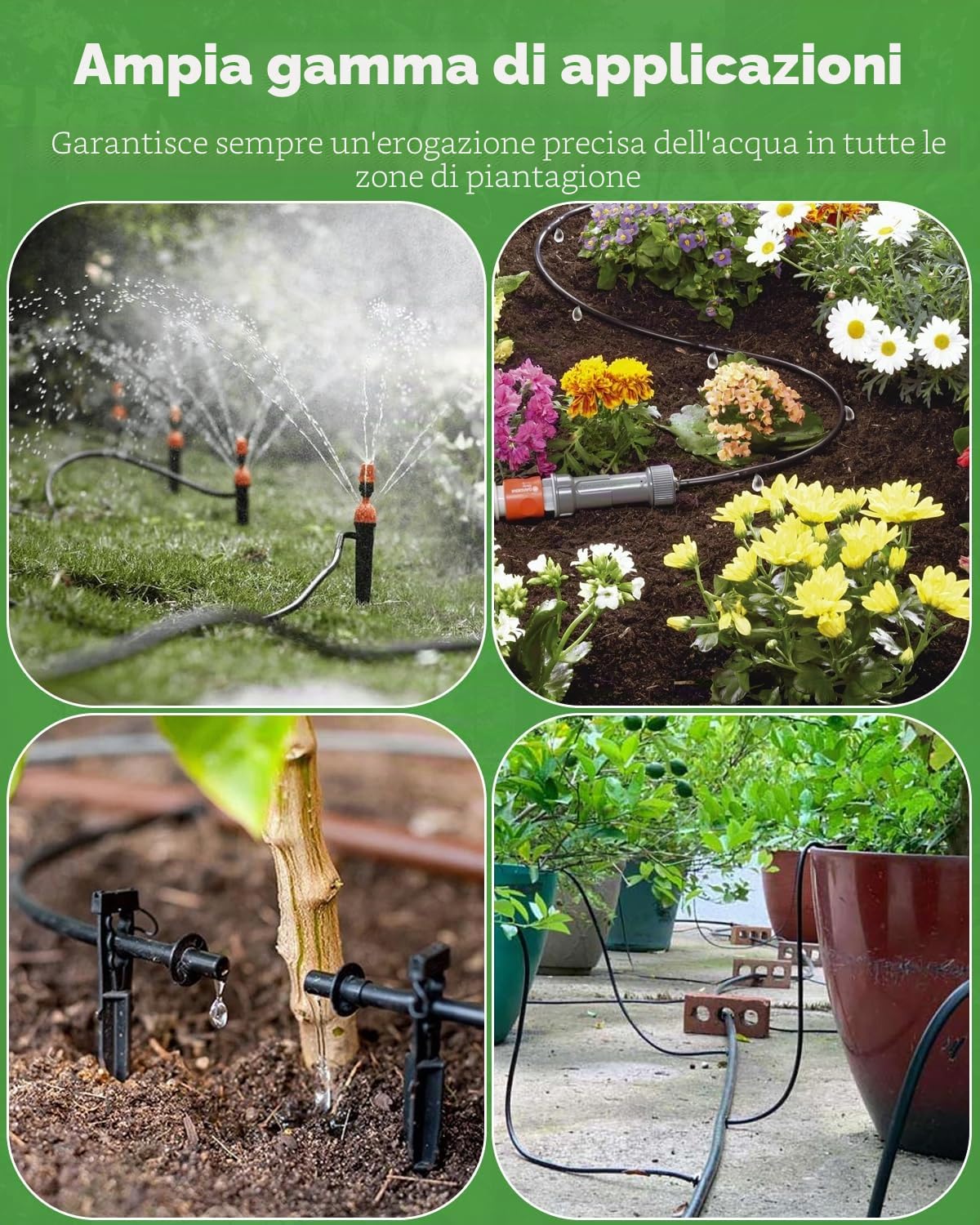 Pawfly 61M Tubazione per Irrigazione a Goccia, 4-6 mm Tubo di Distribuzione per Impianti, Linea in PE nero Micro, Rotolo per Giardino, Componente per Irrigazione