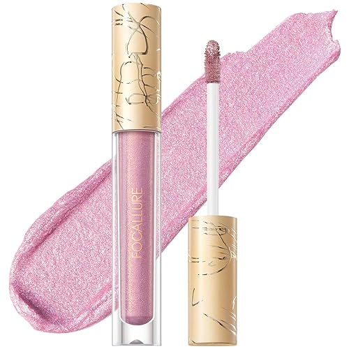 FOCALLURE Lápiz labial líquido metálico, brillo de labios de copa antiadherente, color de labios de alto impacto con desgaste a prueba de