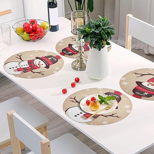 Miniatura 6 de Juego de 6 manteles individuales redondos lavables para mesa de comedor, manteles individuales resistentes al calor para mesa de cocina, manteles