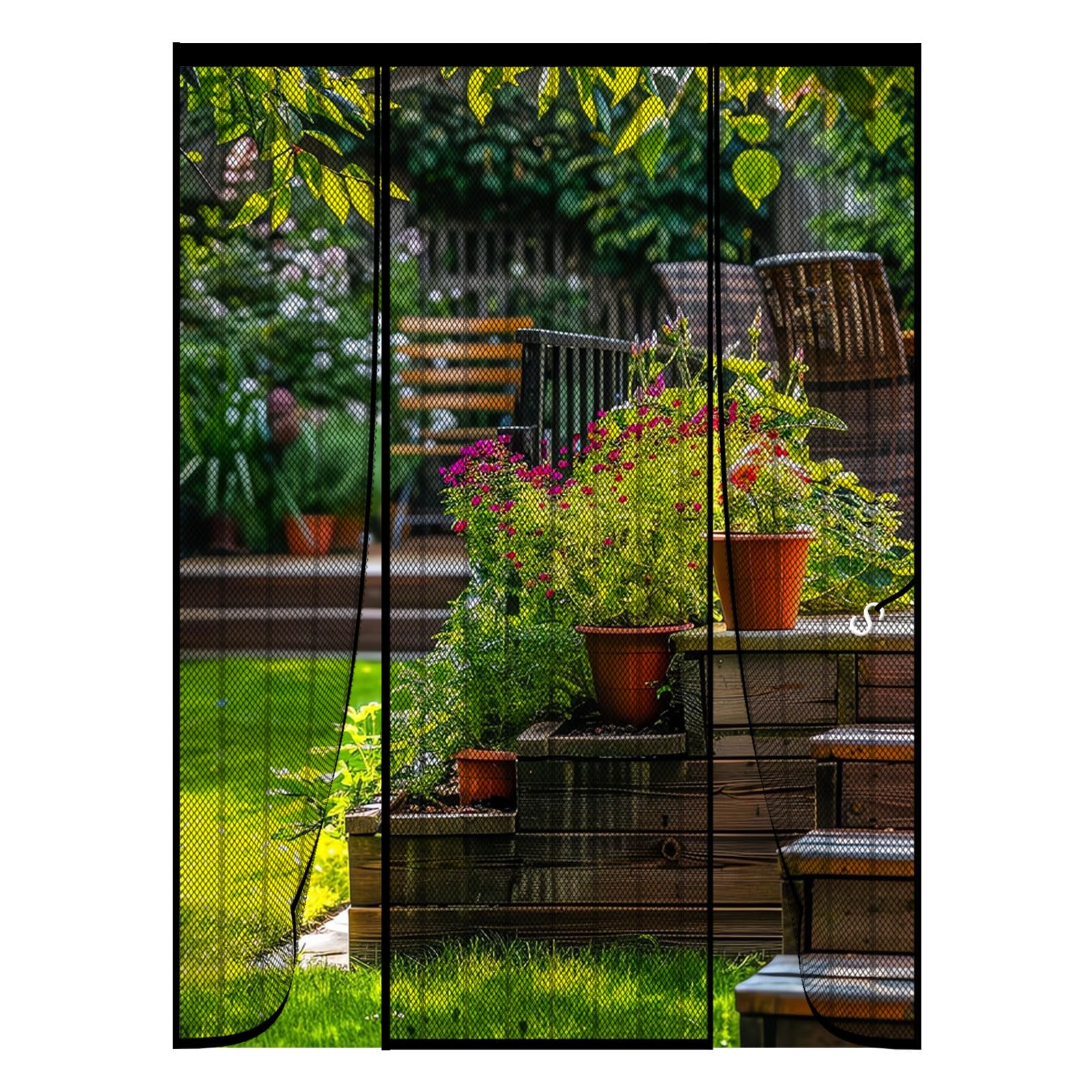 Magnetic Fly Screen Door 120(30-60-30) x260cm Magnetic Door Curtain for Double Doors, Anti Mosquito Mesh Curtain, Shut Automatically Side Opening Fly Screens, for Patio Door, Sliding Door — image 1