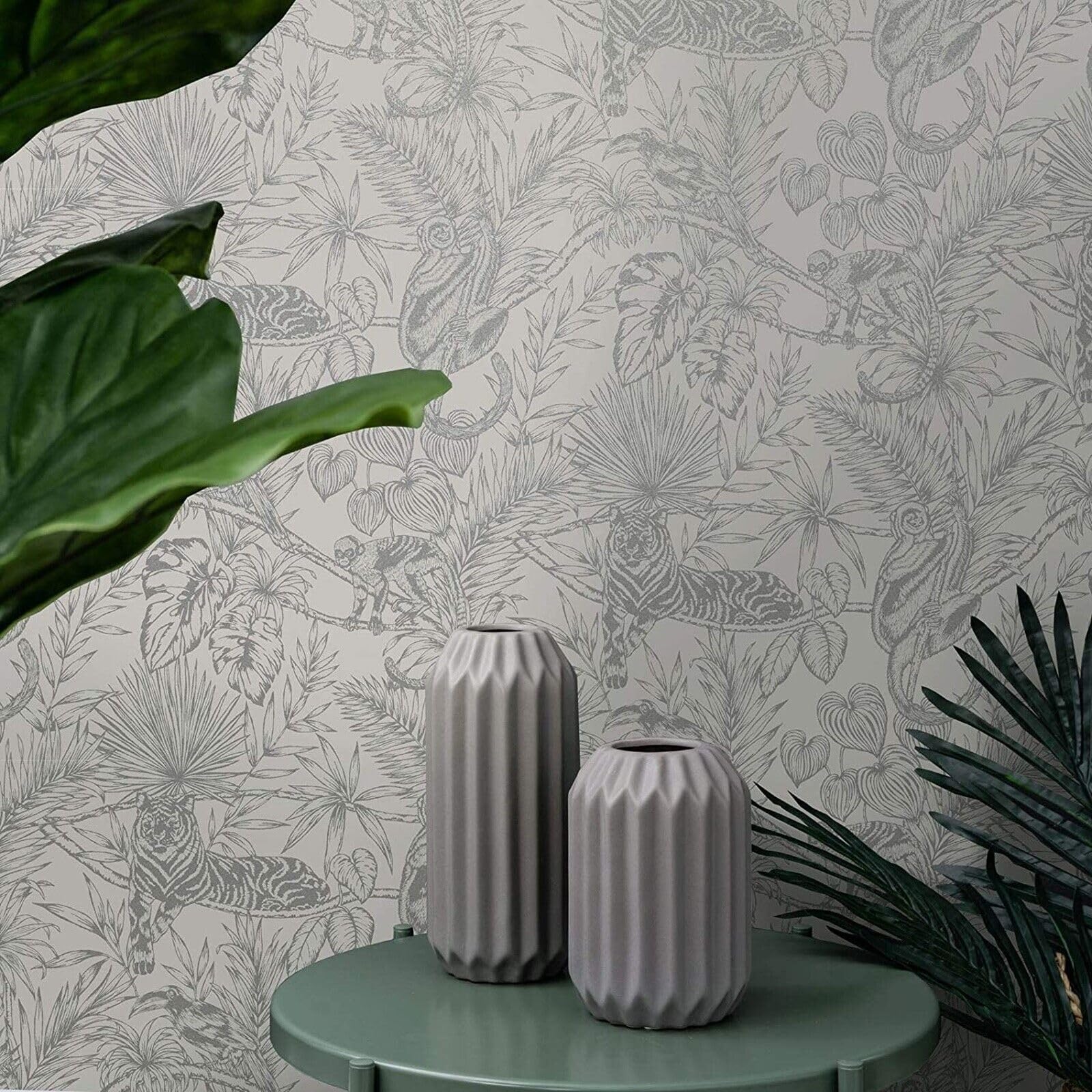 Grey Faux Effect Wallpaper Tongue And Groove Style Painted Effect Wooden Panels 5061018350469