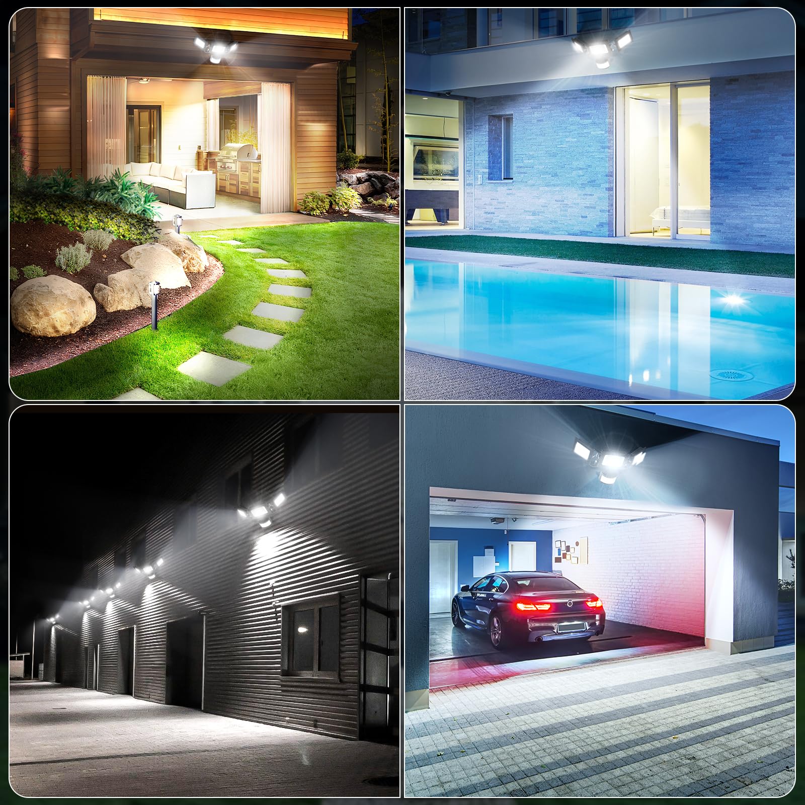 LED Strahler mit Bewegungsmelder 50W, 5000LM Fluter Flutlicht Scheinwerfer, 6500K Kaltweiß Flutlichtstrahler, IP65 Wasserdicht Außen-Sicherheitsbeleuchtung für Garten Garage Hof Wand,4 Stück