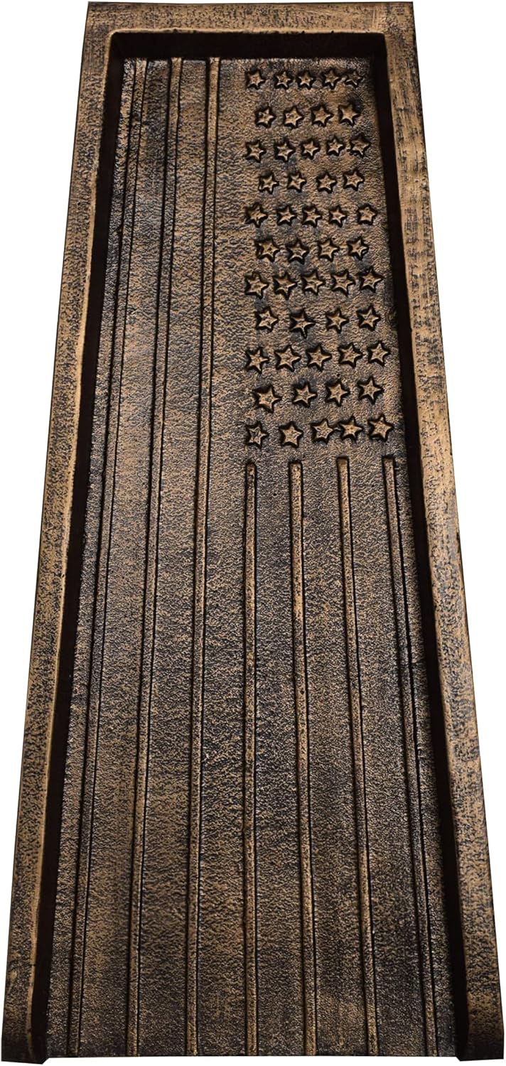 Oakland Living AZFLAG-SB-White USA Patriotic Flag Cast Aluminum Metal Downspout Gutter 24 in. Heavy Splash Block