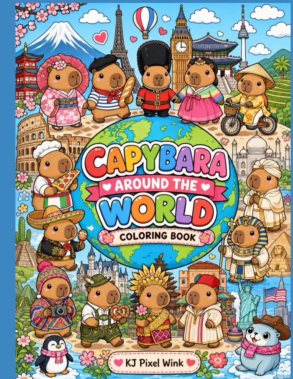Capybara Around the World Coloring Book