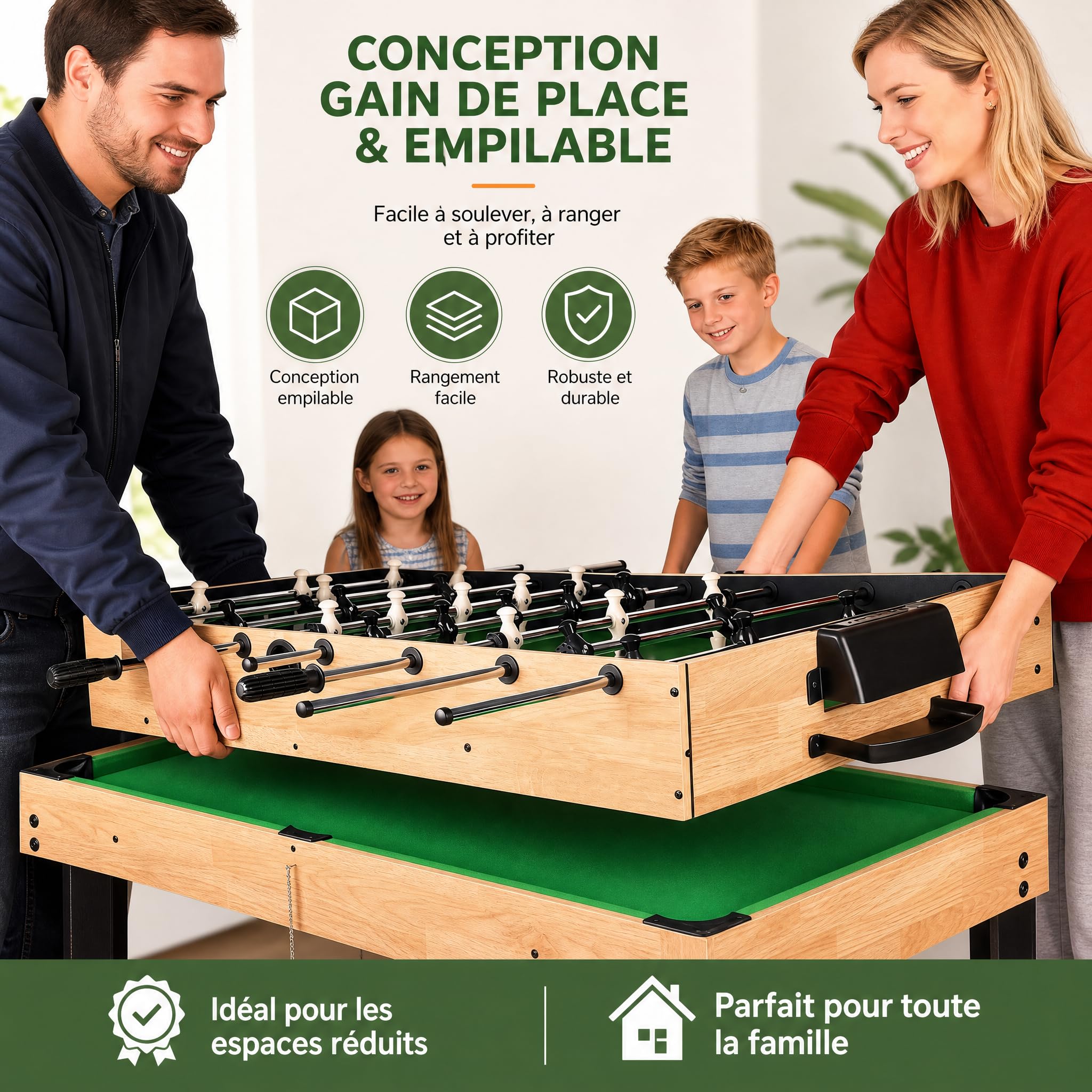 hotsizz Table multijeux 10 en 1 avec babyfoot, Table de ping Pong, Table Billard, Air Hockey et Plus Encore 121 × 61 × 73 cm Convient aux Adultes et aux Enfants.