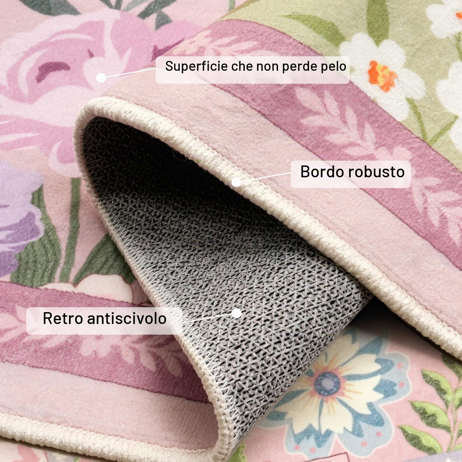 MOSISO 152 x 213 cm Tappeto Soggiorno, Motivo Floreale Intrecciato, Morbido | e Antiscivolo Interni Pelo Corto Finta Lana Rettangolare Lavabile per Arredo Casa,Comodino, Camera Letto,Sala Pranzo, Rosa