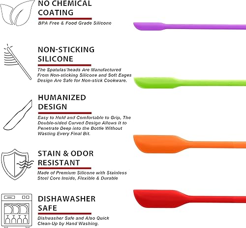 Miniatura 7 de Anaeat Mini Espátulas de Silicona  Juego de 4 Raspadores Pequeños Multifuncionales para Cocina Agitador de Loción Espátula Pequeña de Maquillaje y