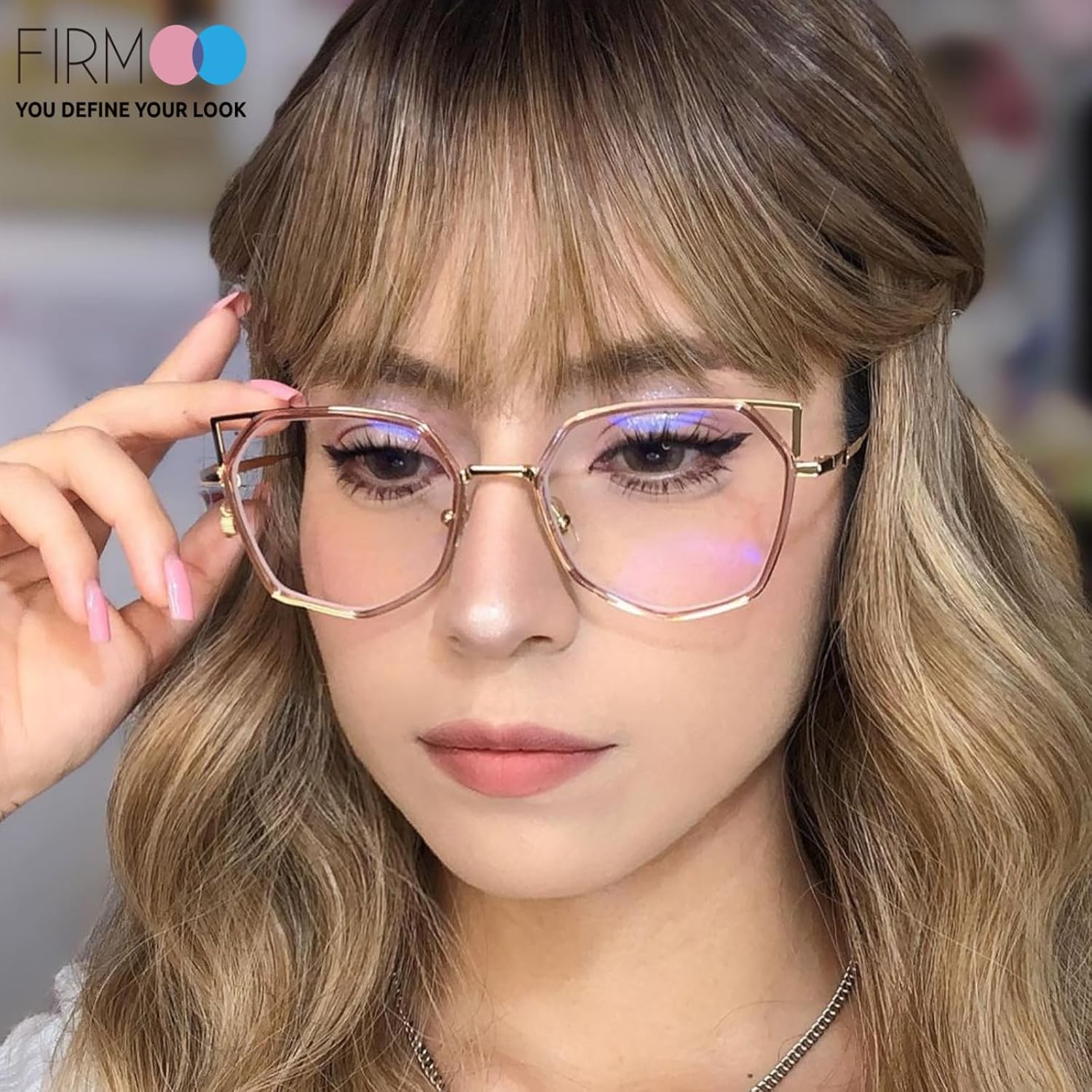 Firmoo Cat Eye Blue Light Blocking Glasses with Gemstone Pendant for Computer Reading Glasses for Women UV400 Protection - Image 3