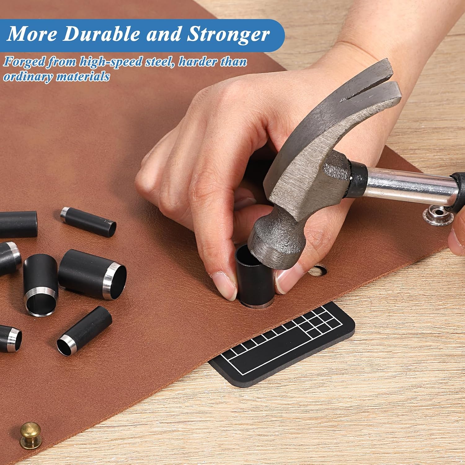 Leather Circle Cutter Tool Set, 16 PCS Leather Hole Punch Tool Small Circle Punch Tools 1-15mm High Carbon Steel Round Cutting Dies Leathers Hole Punches Tools Kit for DIY Leathercrafts