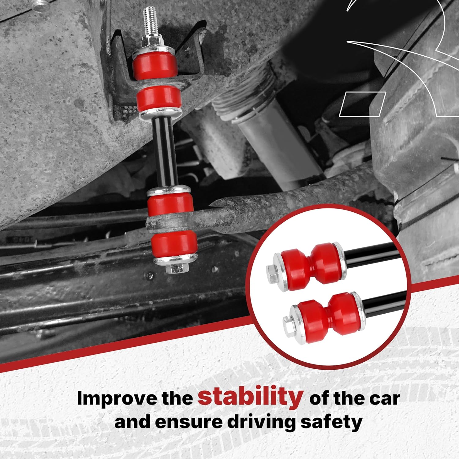 Richeer K80631 Front Sway Bar Link 2PCS for 1999-2007 Chevrolet Silverado Sierra 1500/2500/3500 Avalanche Express/GMC Sierra Yukon/Cadillac Escalade for Sway Stabilizer End Link K700539