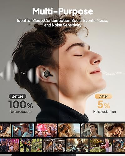 Miniatura 3 de Tapones para los oídos para dormir con cancelación de ruido, tapones de silicona reutilizables para dormir con 8 orejas y funda, reducción de ruido
