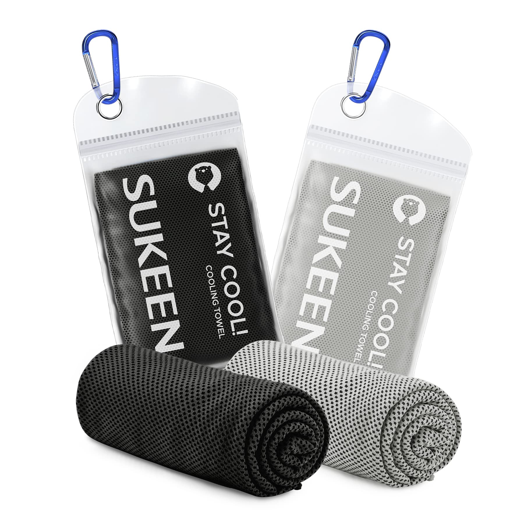 Sukkeen - Asciugamani rinfrescanti per collo, viso e sport, confezione da 2 (101,6 x 30,5 cm), ad asciugatura rapida