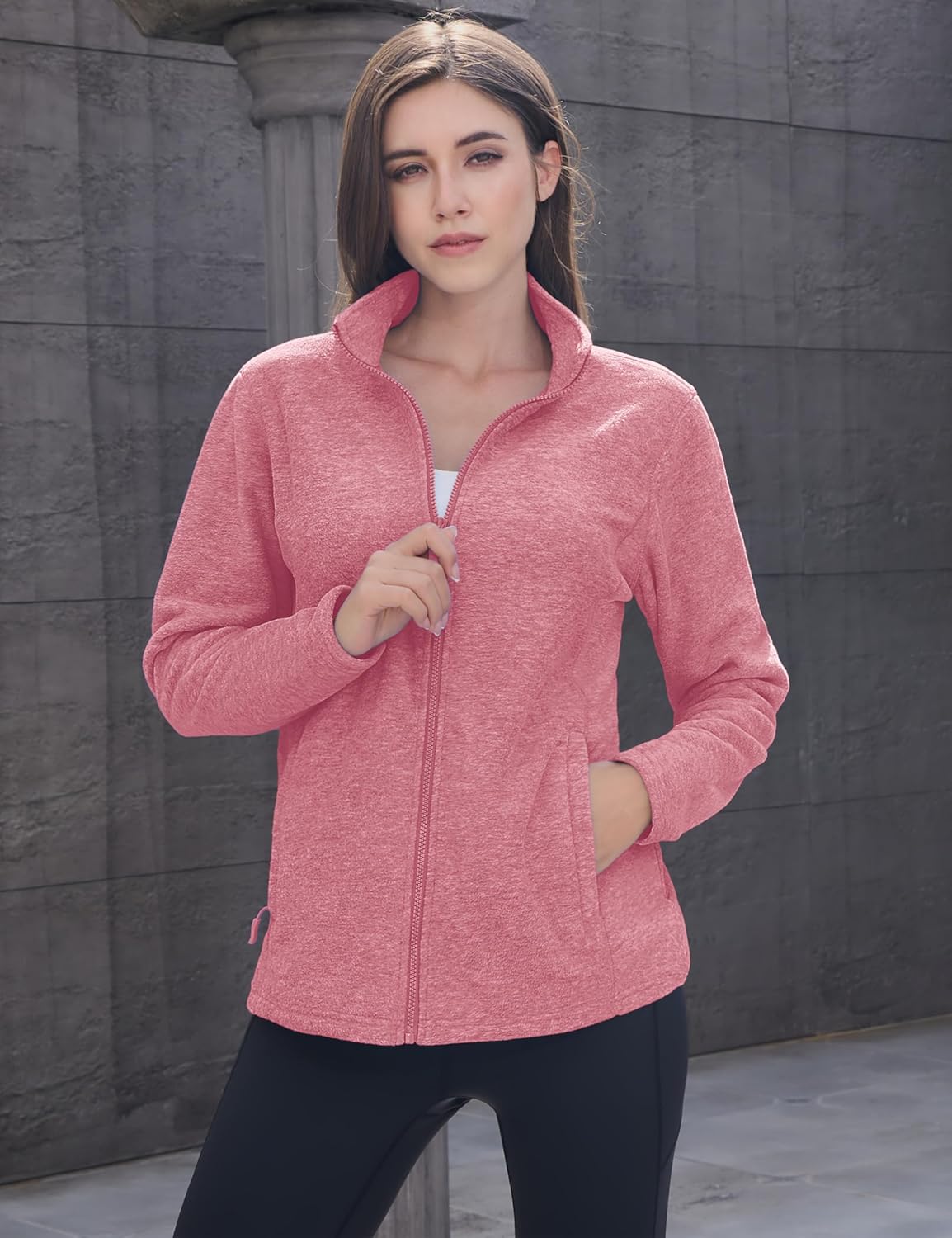 MAGCOMSEN Fleece Jacket Women Zip UP Lightweight Soft Polar Warm Winter Jackets for Women with Pockets Outdoor Hiking - Image 3