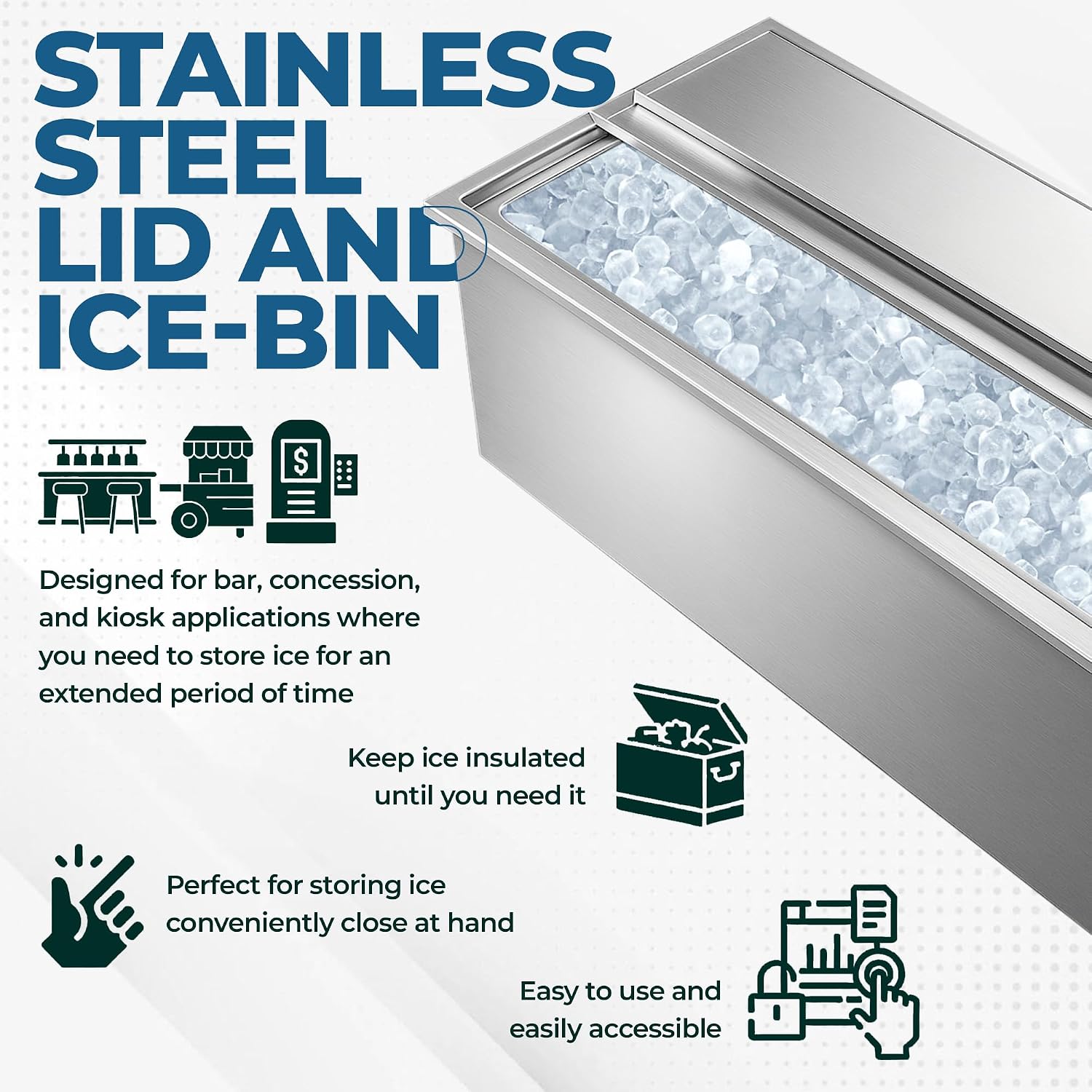 18" x 30" Commercial Stainless Steel Drop-in Ice Bin Chest – Insulated Ice Well with Drain | Bar & Beverage Station
