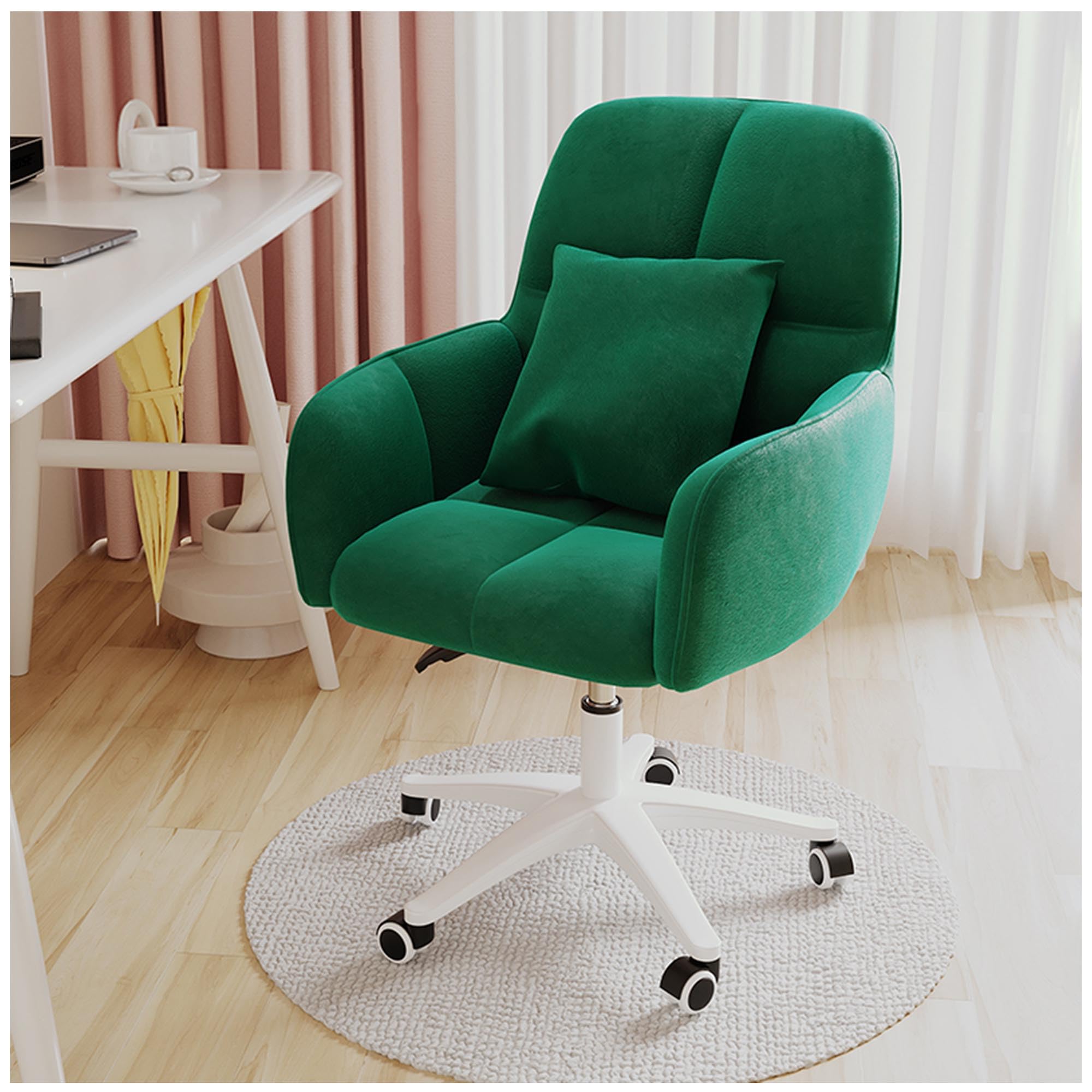 METTEOR Home Office Chair with Wheels & Lumbar Support - Modern table Cuter Chair for Living Room Bedroom Study Vani - Adjustable Height 75-84cm (Grün Height 75)