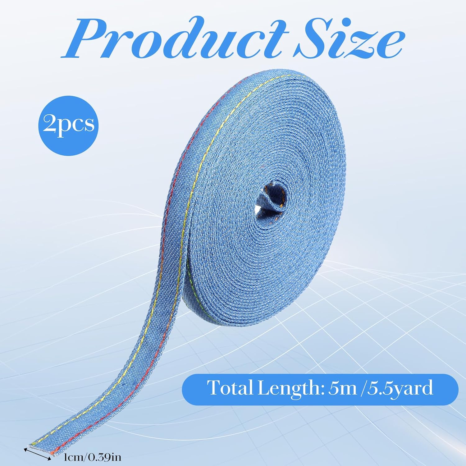 2 Roll 3/8in Denim Ribbons, 11 Yard Denim Fabric Stip for Sewing image 4