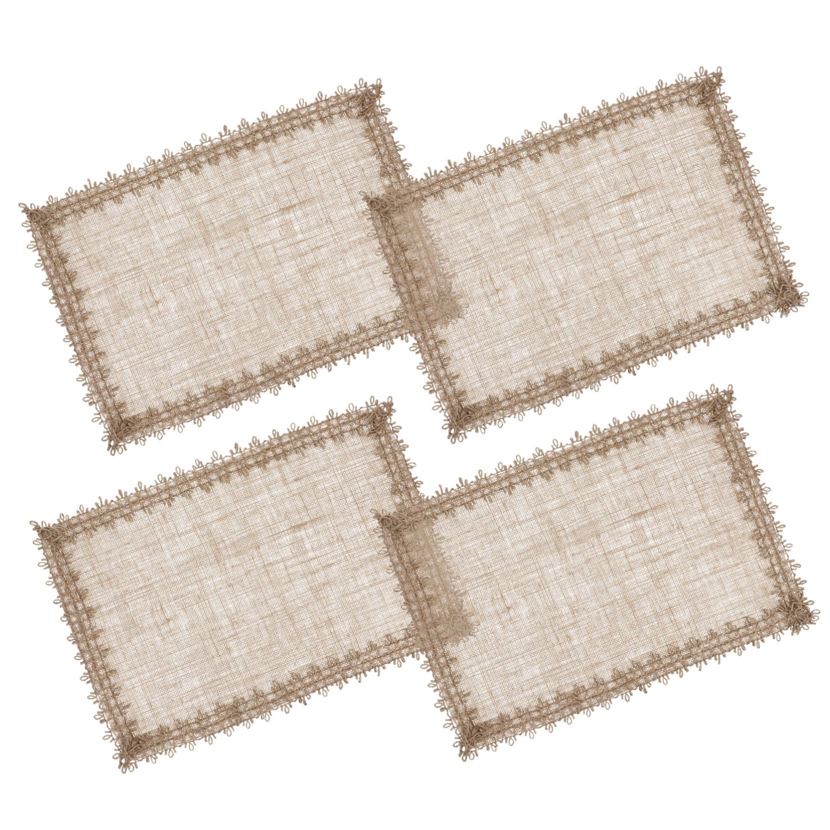 Sets de table toile de jute rustique durables et lavables à la main x4
