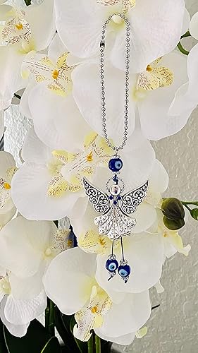 Miniatura 6 de LUCKBOOSTIUM Hermoso adorno colgante de ángel con cristal azul y mal de ojo, dijes de buena suerte, llaves del hogar, bolso, bolsas y accesorios