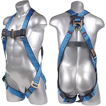 UFH10101P Kapture Essential 3-Point Full Body Safety Harness Fall Protection with Dorsal D-Ring and Mating Buckle Legs, ANSI Compliant, L-XL, Blue/Black