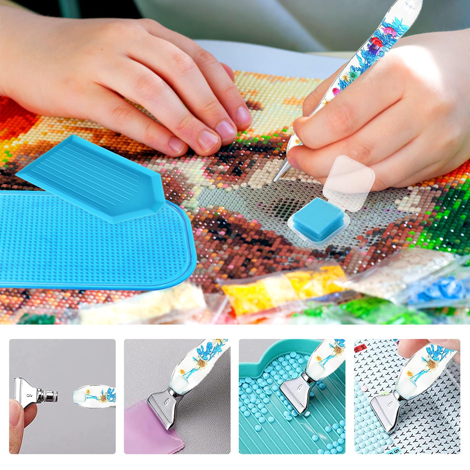 Diamond Paintin-g - Bolígrafo Con Forma De Maceta, Herramientas De Pintura De Diamante, Dispensador Automático De Cuentas De Pintura De Diamante Para