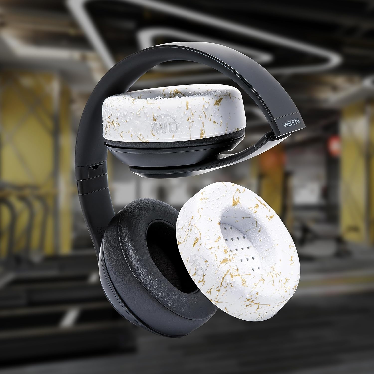 WC SweatZ and BandZ Protective Sweat Cover & Headband Cover Bundle for Beats Studio Headphones by Wicked Cushions | Gold Marble