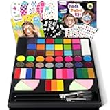 41 Color Face Painting Kit for Kids, Non-Toxic Water Activated Face Paint Palette With Stencil, Brushes, Gem, Professional Body Makeup Kit for Cosplay Party, Carnival, Birthday, Costume Party