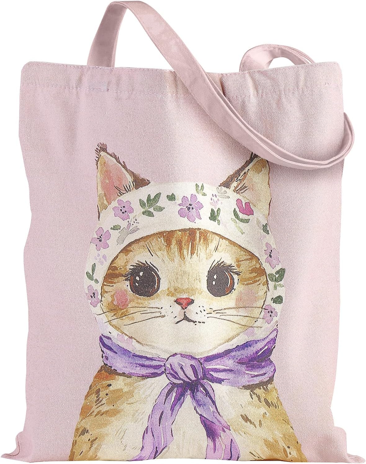 Vintage Watercolor Cat Shoulder Tote