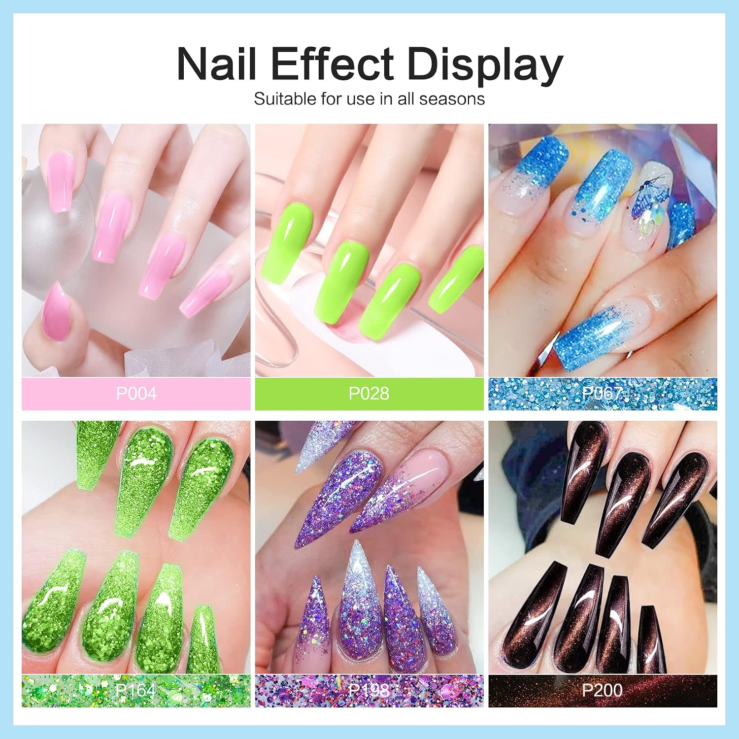 Morovan Polygel Nail Kits- 6 Colors Poly Gel Nail Kit with Glitter Cat Eye Nail Extension Gel 48W Nail Lamp Slip Solution Base Coat Top Coat DIY Nail Extension Kit