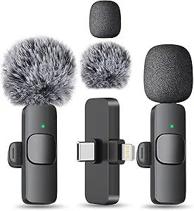 MAYBESTA Wireless Mini Microphone for iPhone, Android Phone - Bluetooth Lavalier Lapel Mic for Audio Video Recording - Clip on Content Creator Microphones for YouTube Tiktok Podcast Vlogging