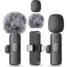 MAYBESTA Wireless Mini Microphone for iPhone, Android Phone - Bluetooth Lavalier Lapel Mic for Audio Video Recording - Clip on Content Creator Microphones for YouTube Tiktok Podcast Vlogging