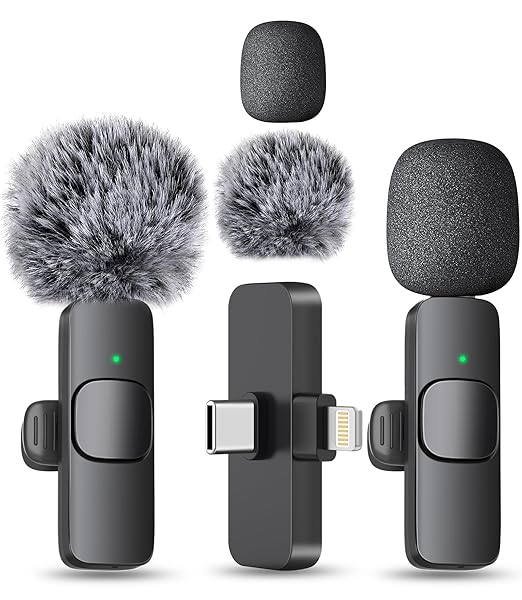 MAYBESTA Wireless Mini Microphone for iPhone, Android Phone - Bluetooth Lavalier Lapel Mic for Audio Video Recording - Clip on Content Creator Microphones for YouTube Tiktok Podcast Vlogging