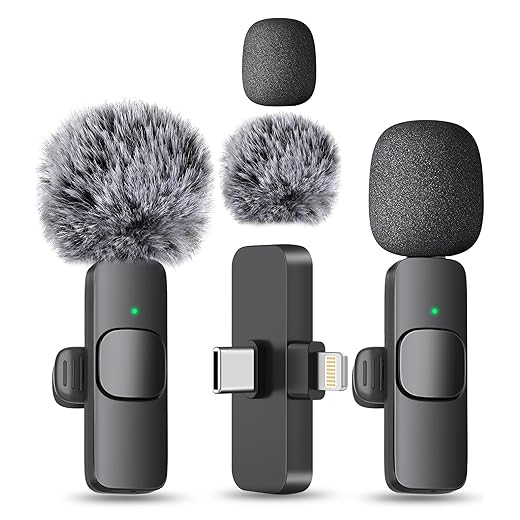 MAYBESTA Wireless Mini Microphone for iPhone, Android Phone - Bluetooth Lavalier Lapel Mic for Audio Video Recording - Clip on Content Creator Microphones for YouTube Tiktok Podcast Vlogging