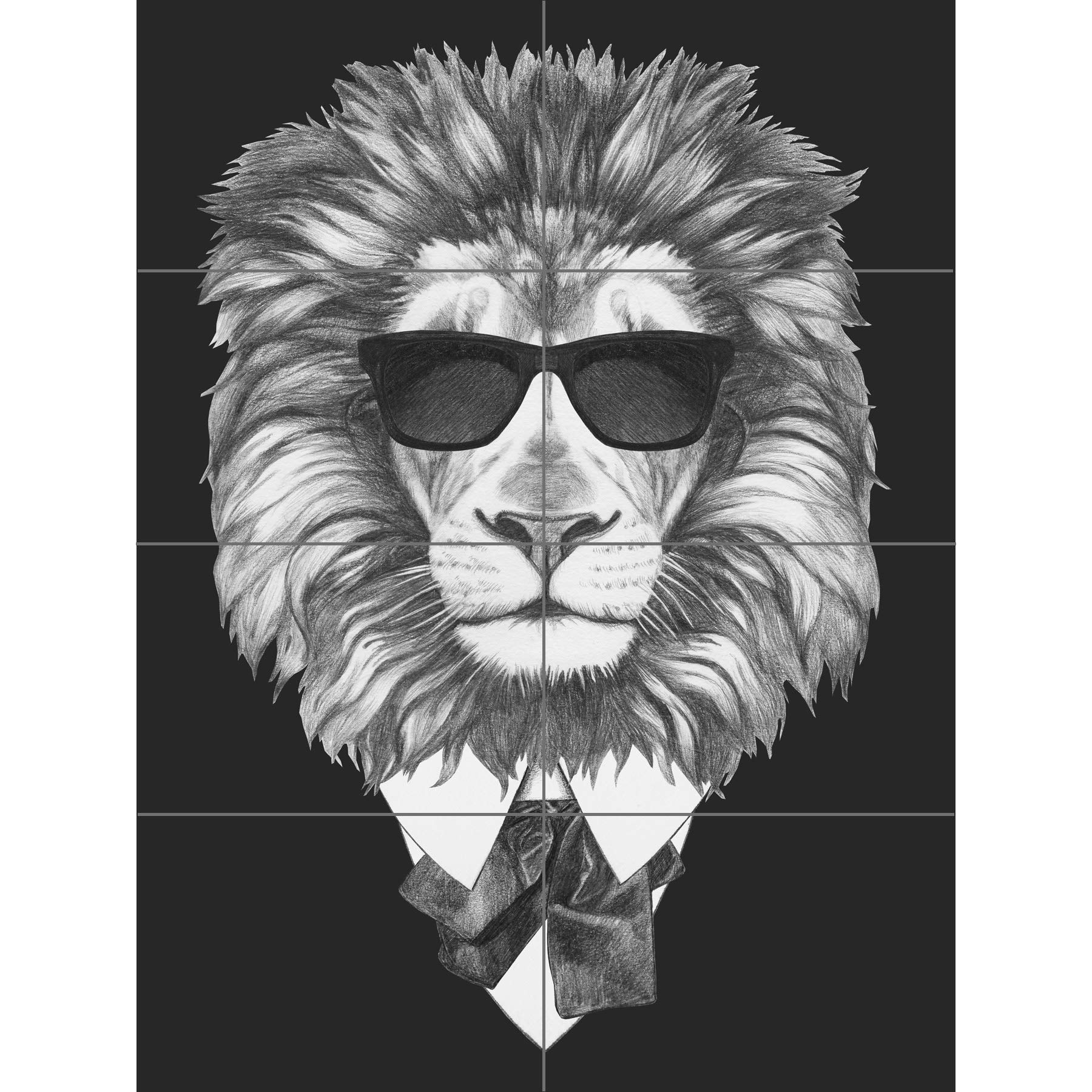 Artery8 Bow Tie Lion With Sunglasses XL Giant Panel Poster (8 Sections)