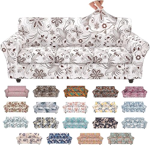 Miniatura 65 de Fundas elásticas para sofá, Fundas de sofá con estampado floral, 2 piezas de funda para sillón con funda de sección separada, Funda lavable para