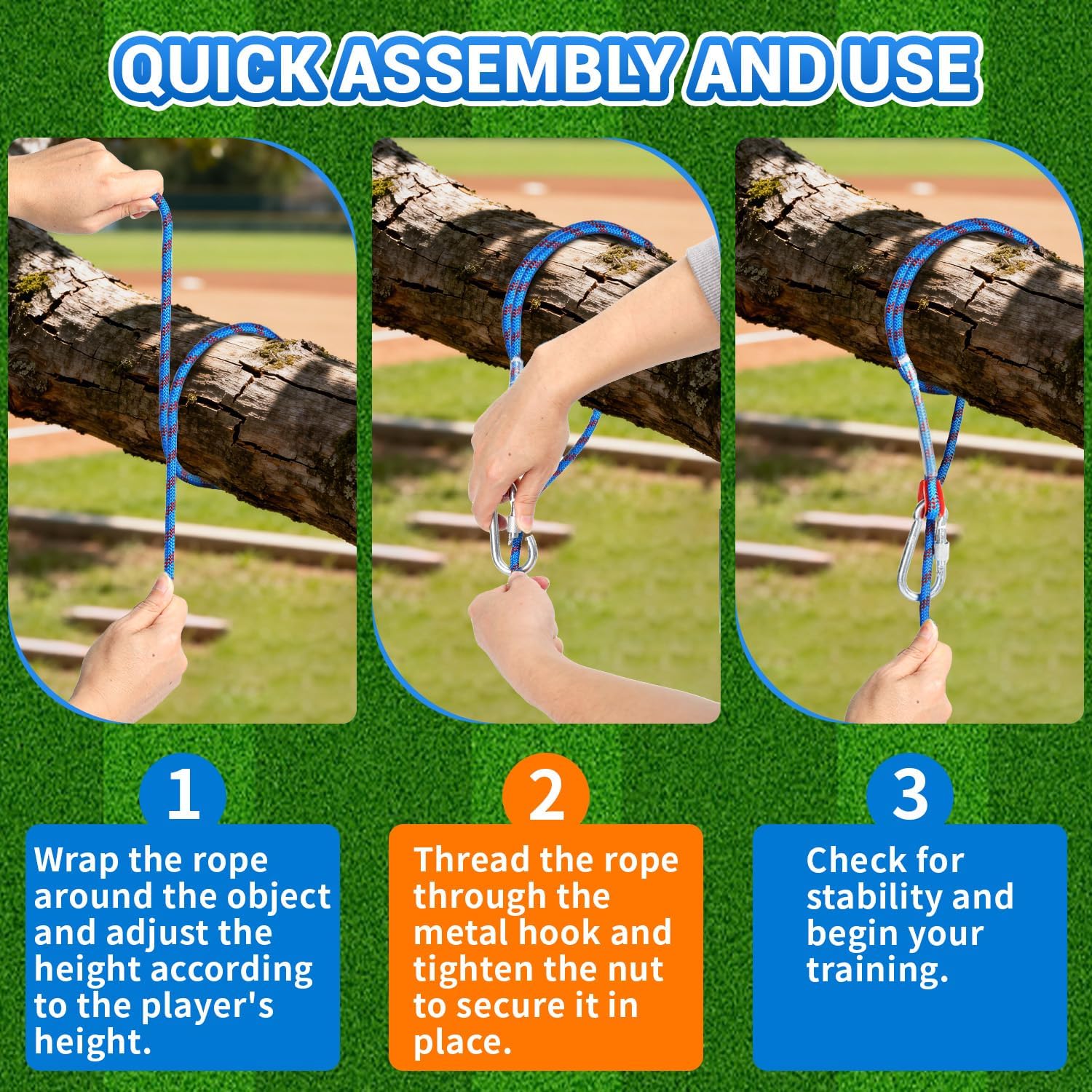 Portable Baseball Swing Trainer Suitable for Baseball and Softball Training, Supports Solo Batting Practice, Features Easy Setup, and Enables Fast, Efficient Training Sessions