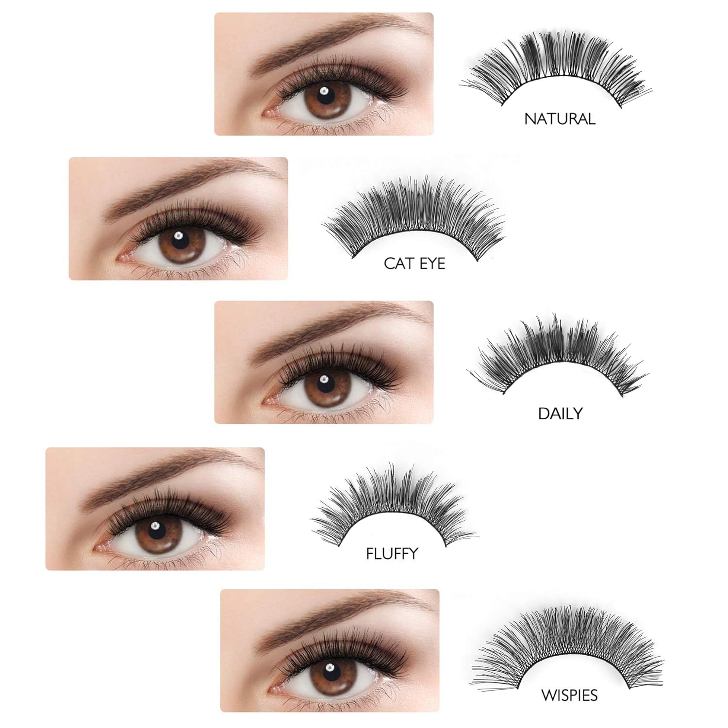 50 Pairs 5 Styles Natural False Eyelashes Set, TINGESHINE Professional Eyelashes Pack, Handmade Soft Band Reusable Comfortable Fake Lashes, 10 Pairs Eyes Lashes Each Style : Everything Else