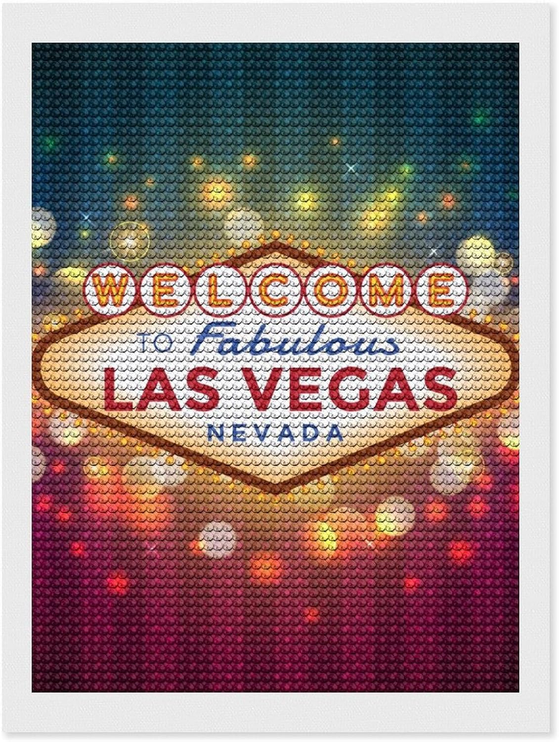 Welcome Las Vegas Diamond 5D Painting Full Round Drill Art Picture DIY Home Wall Decor for Beginners Adults